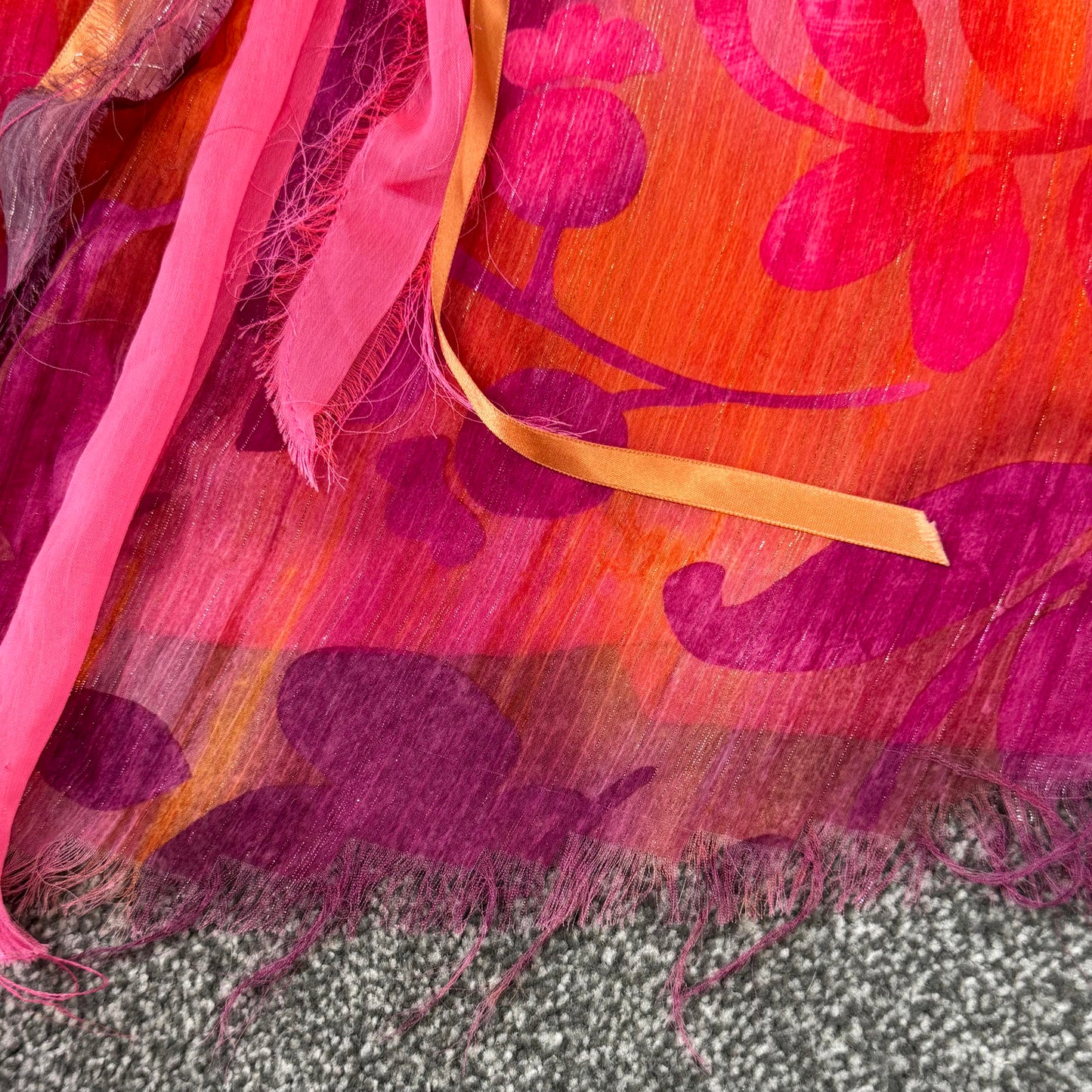 Y2K vintage lace sequin cami top trim flowy ribbon sparkly fraying hem floral