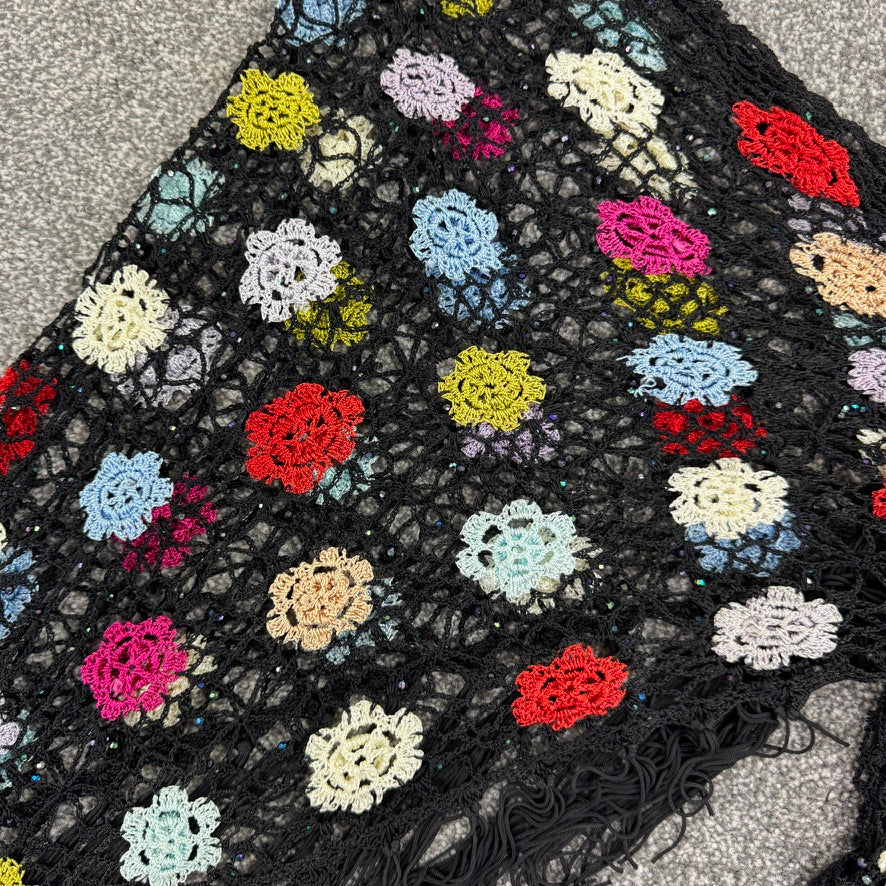 Y2K vintage crochet flower sequin sarong