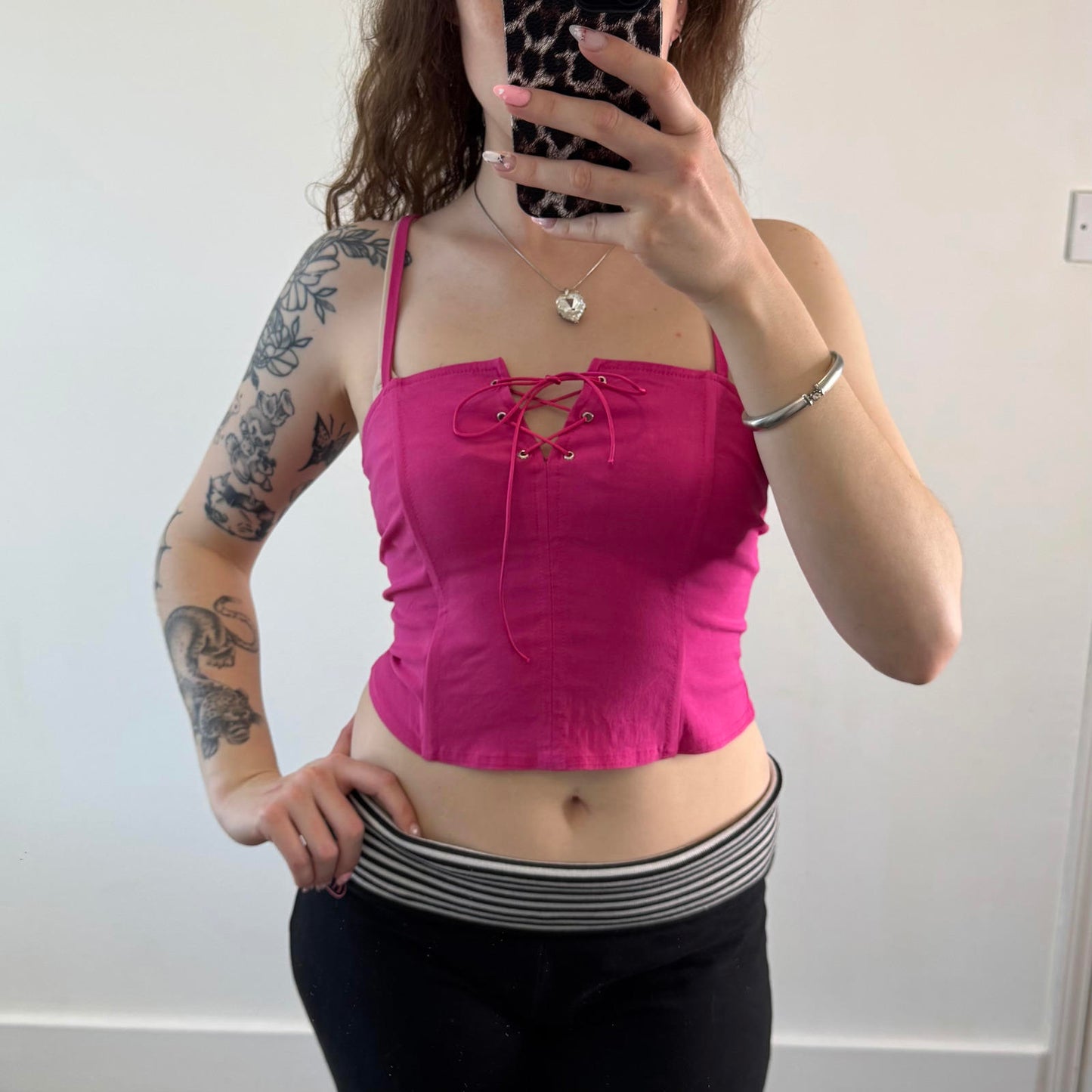Y2K vintage lace up fitted cami top