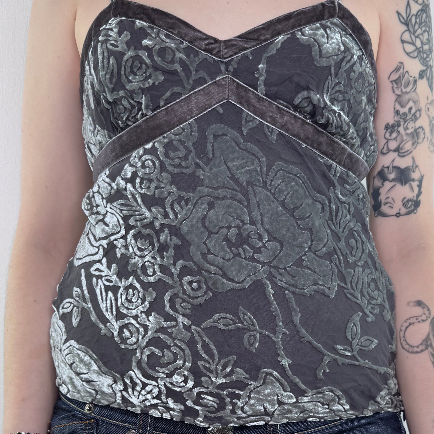 Y2K vintage floral velvet cami top