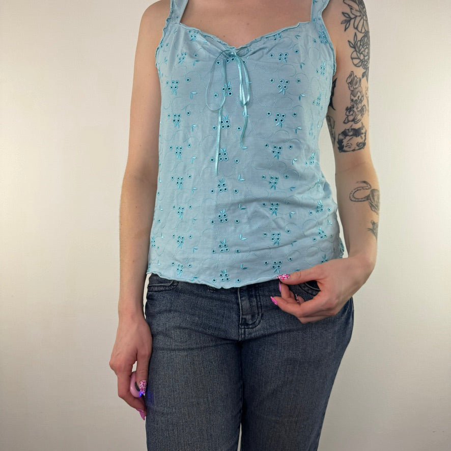 Y2K vintage embroidered bow tank top
