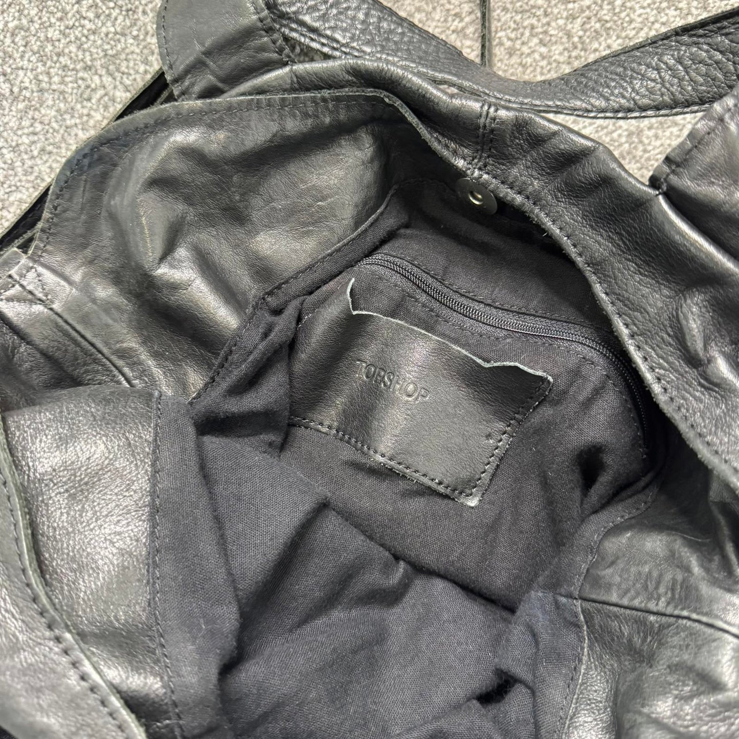 Genuine leather Topshop shoulder bag boho with strap zipper medium size