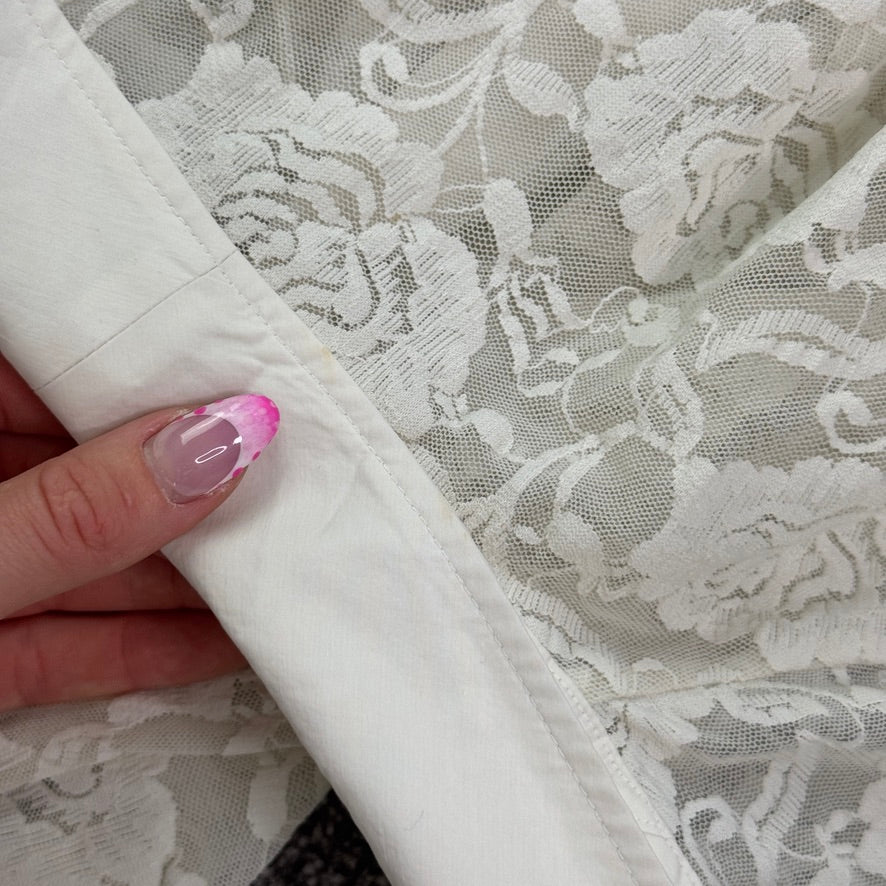 Y2K vintage lace long sleeve shirt floral sheer button up