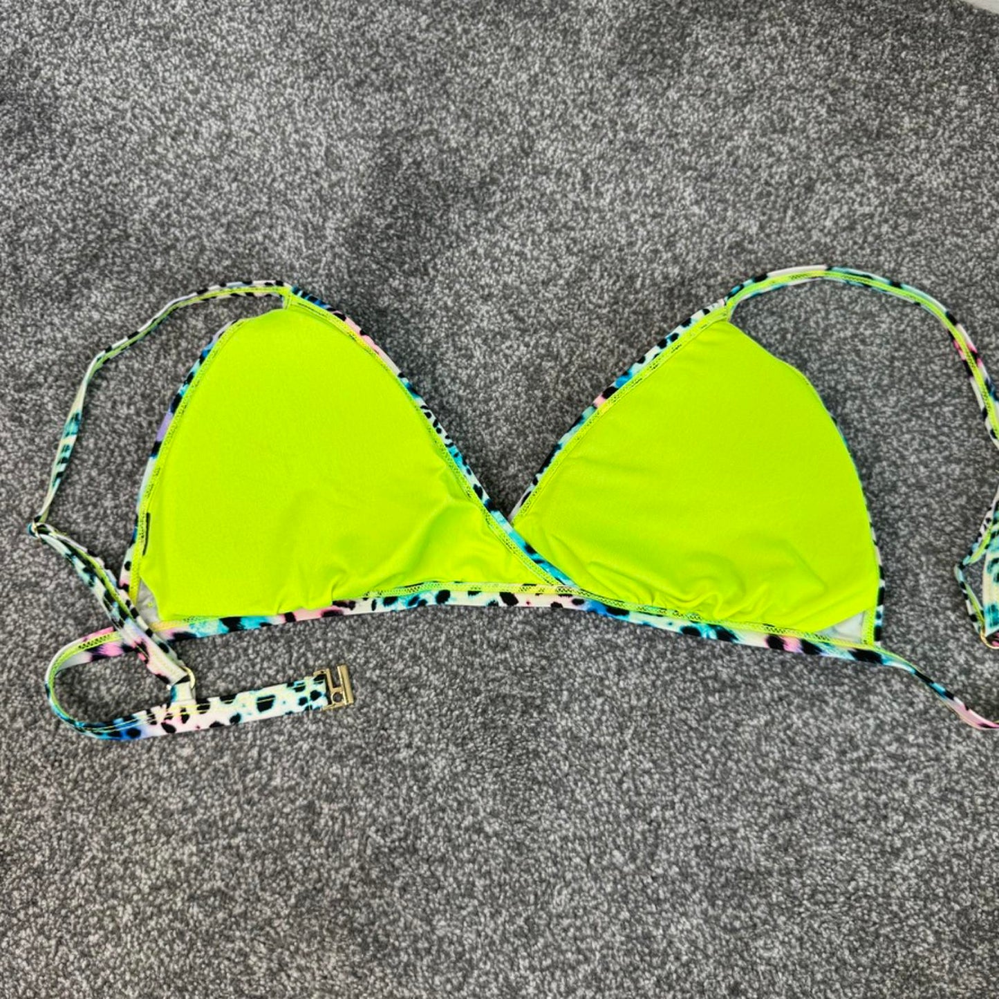 Leopard print rainbow multicolour bikini top swimwear