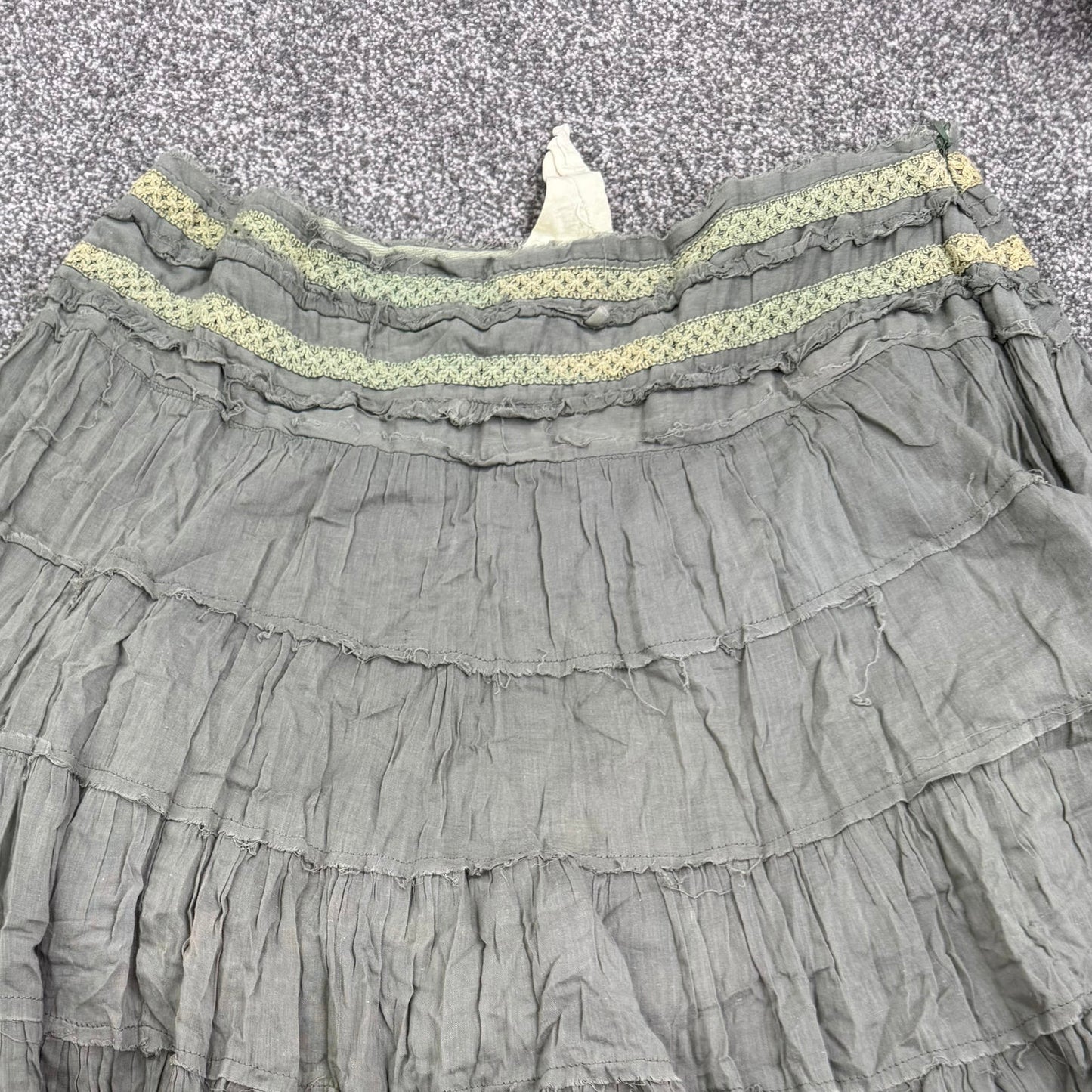 Y2K vintage River Island midi skirt a line tiered sequin embellished trim boho