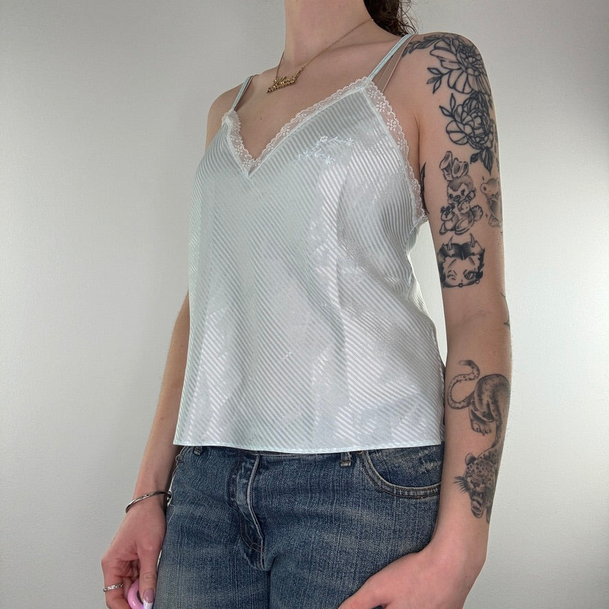 Y2K vintage satin stripe floaty cami top