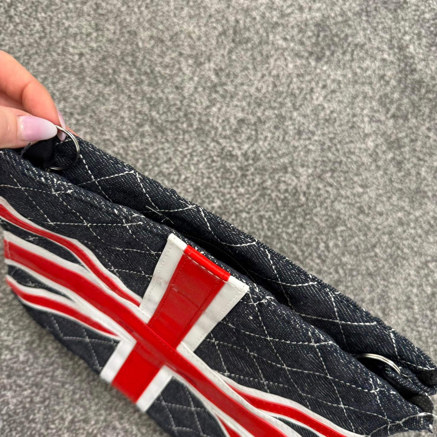 Y2K vintage denim Union Jack small clutch bag quilted medium
