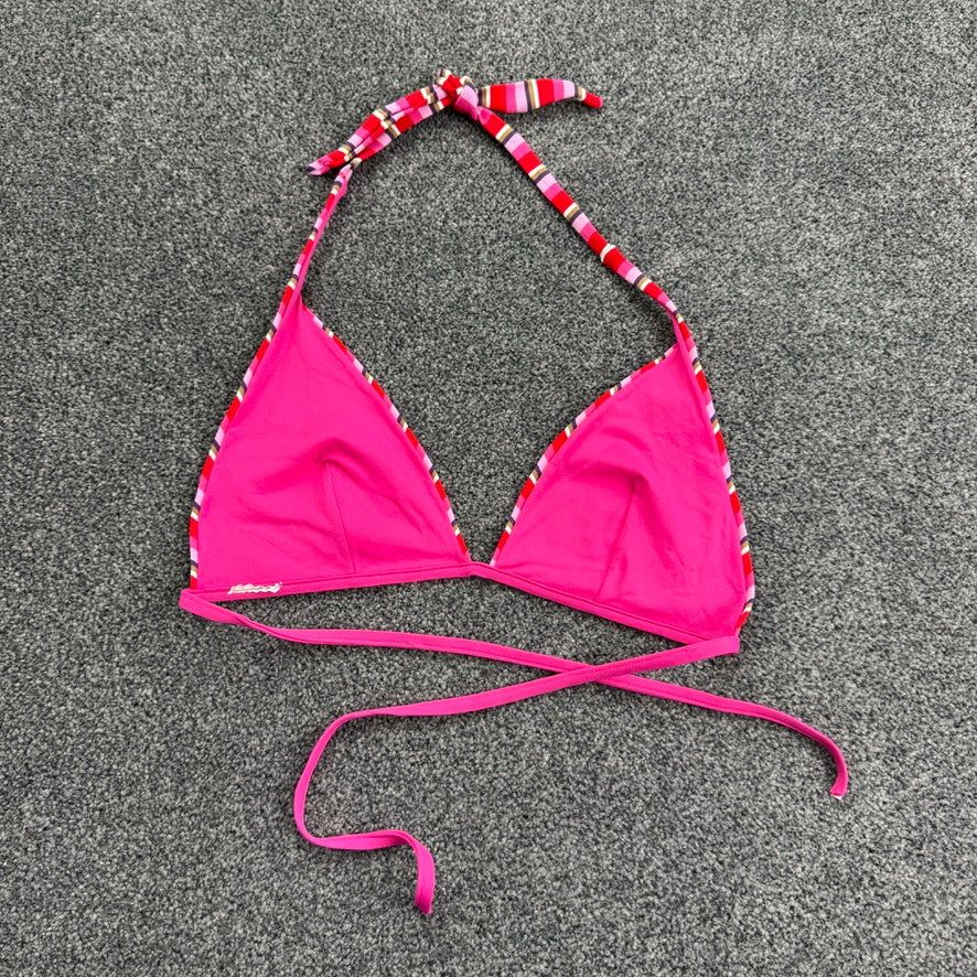 Y2K vintage stripe halter neck bikini top