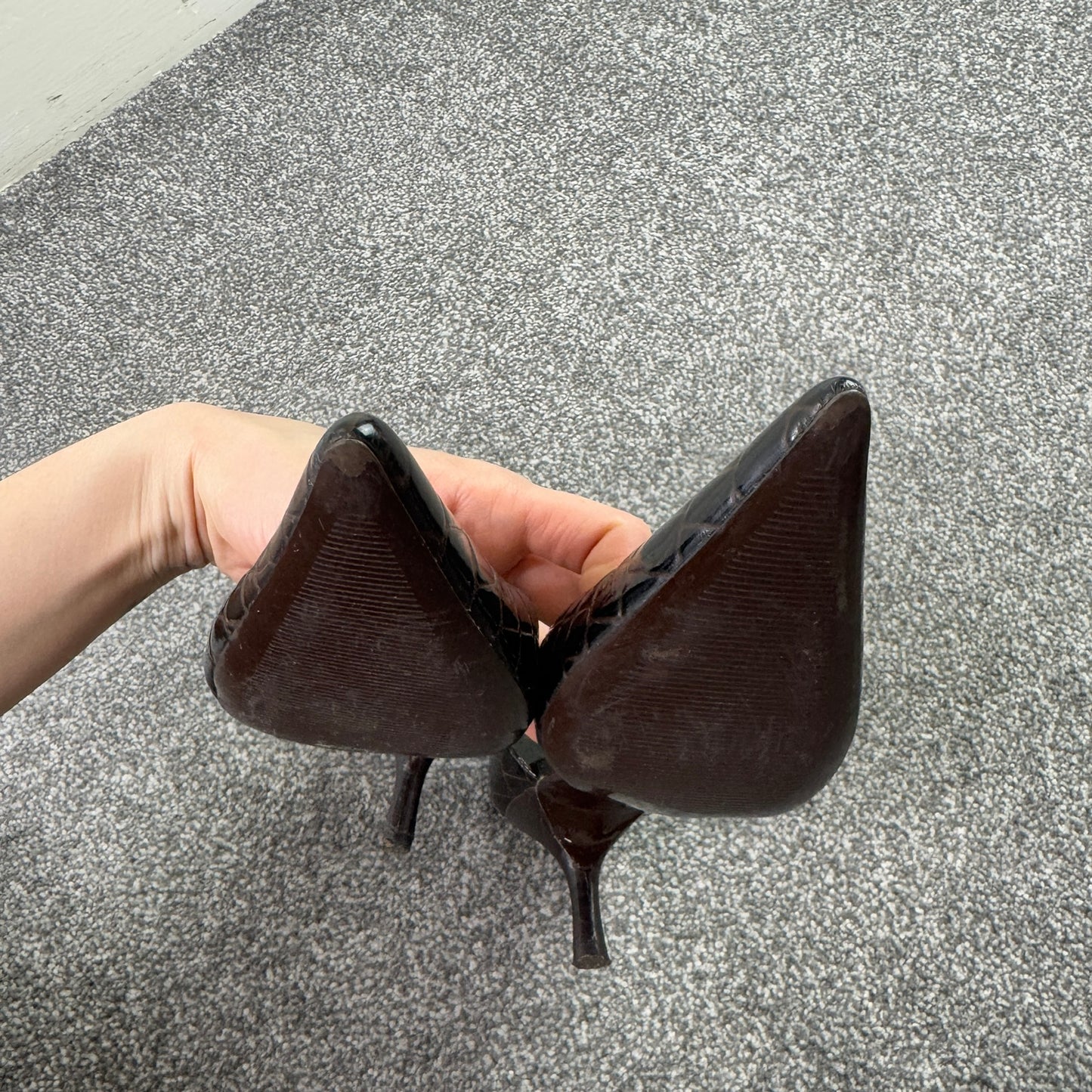 Y2K vintage crocodile print pointed toe heels