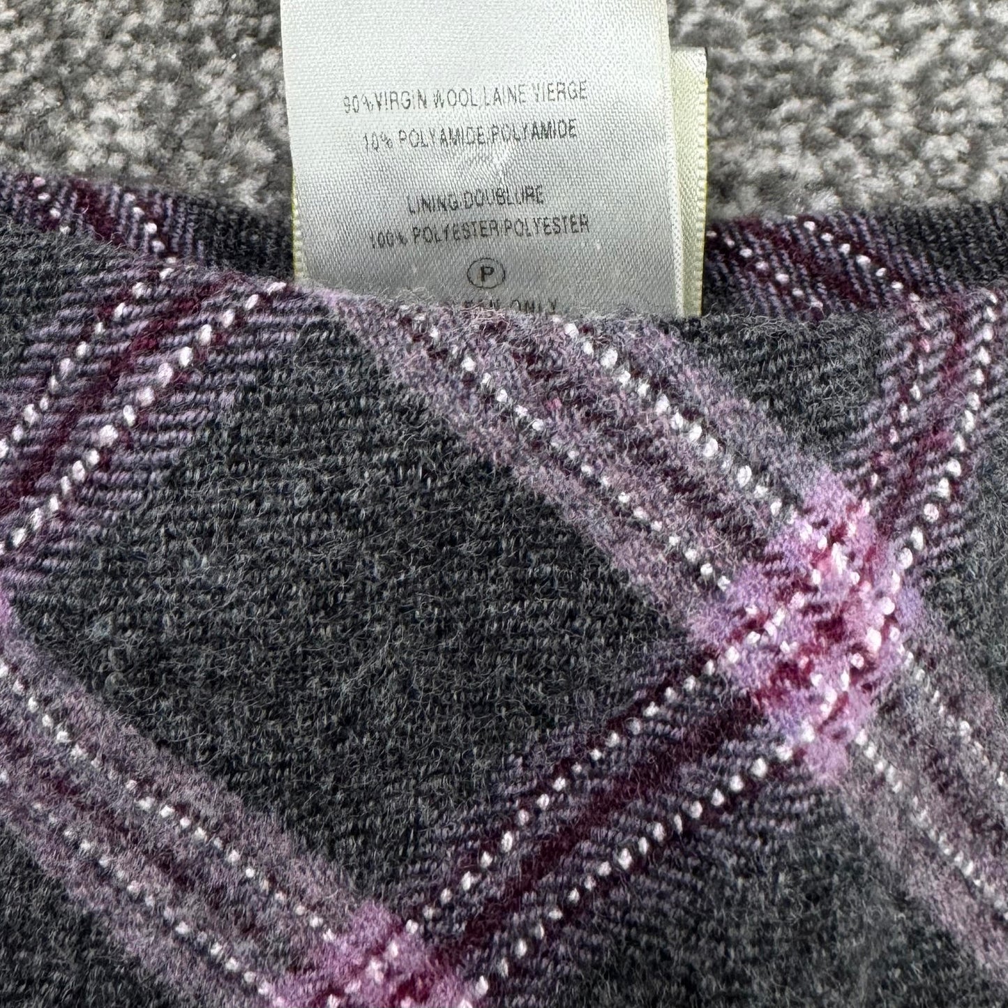 Y2K vintage wool blend tartan midi skirt a line purple grey preppy