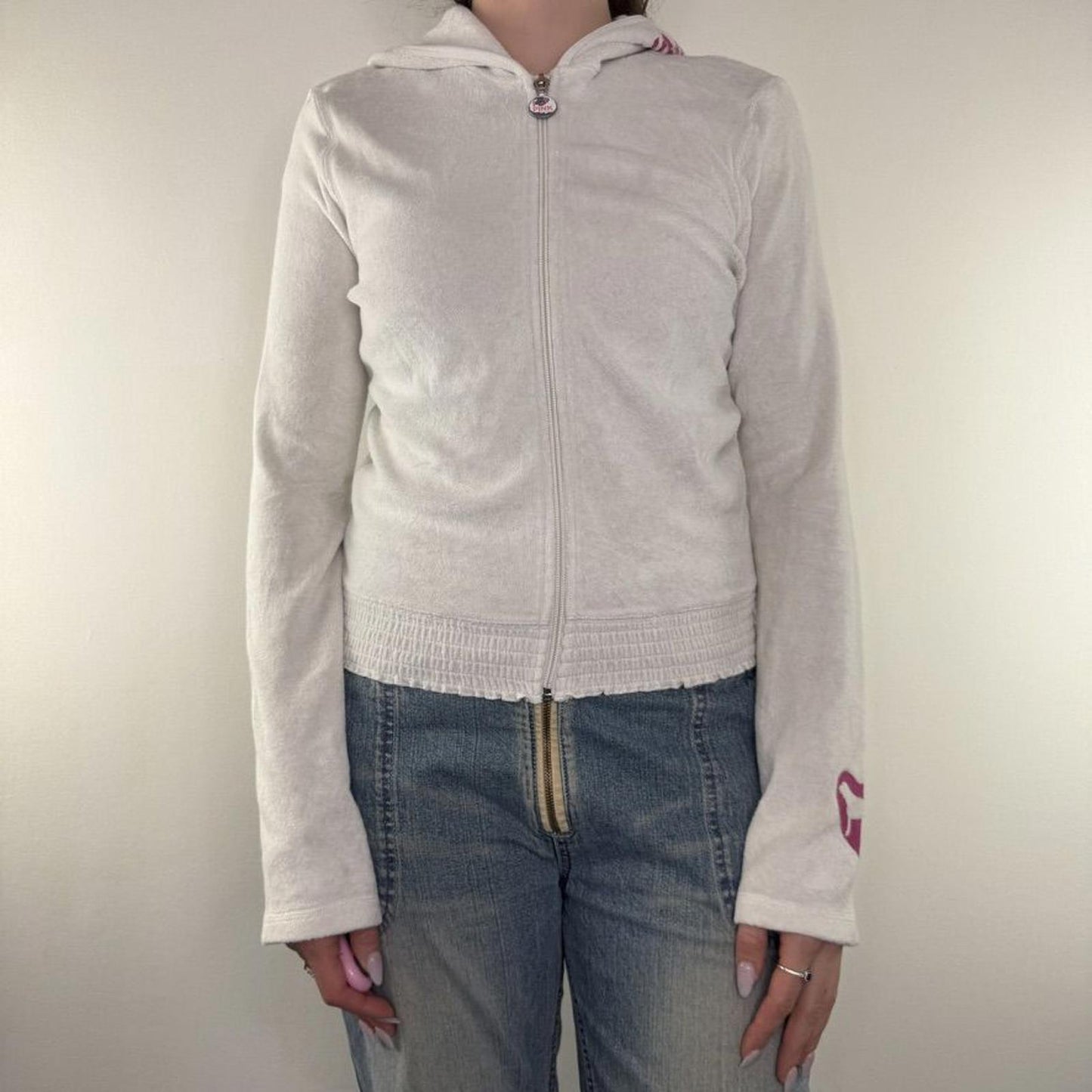 Y2K vintage Victoria’s Secret PINK towelling zip up hoodie flare sleeve