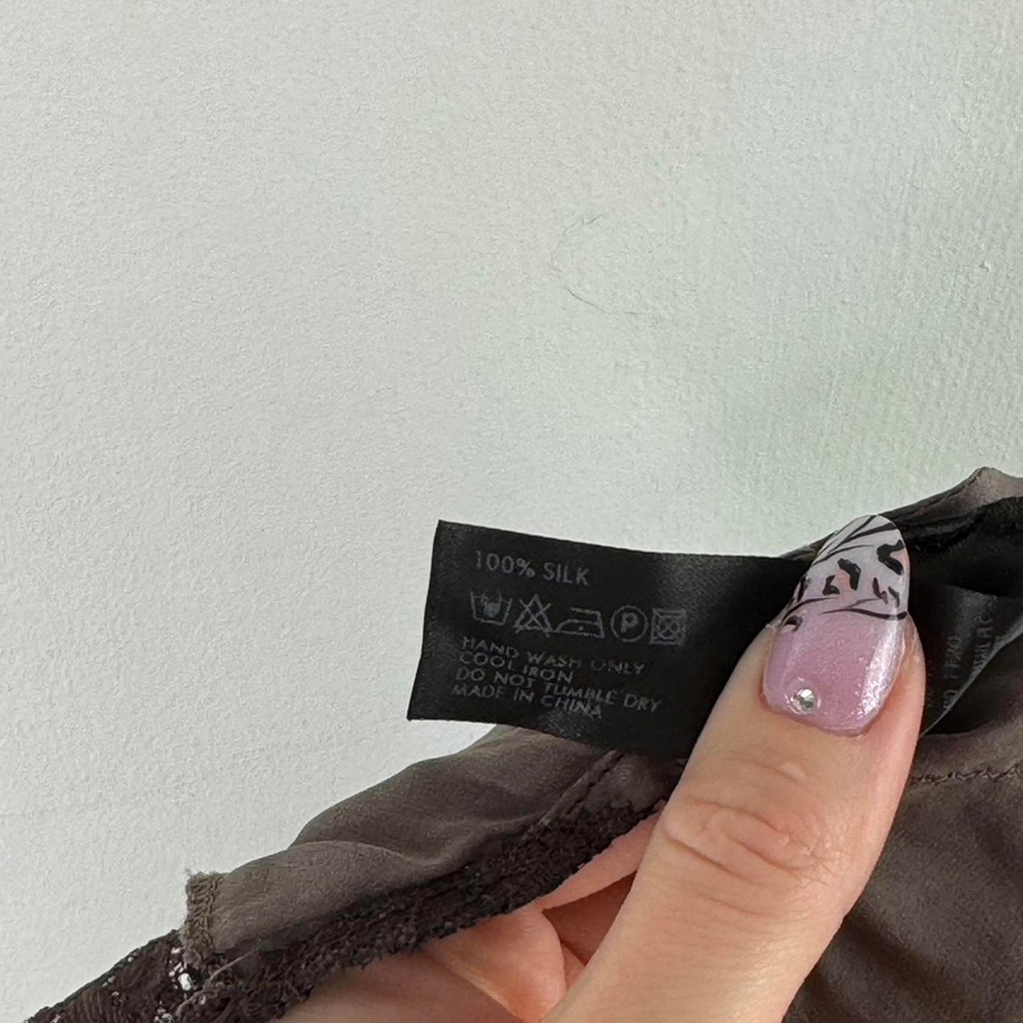 Y2K vintage 100% pure silk lace trim cami top strappy brown