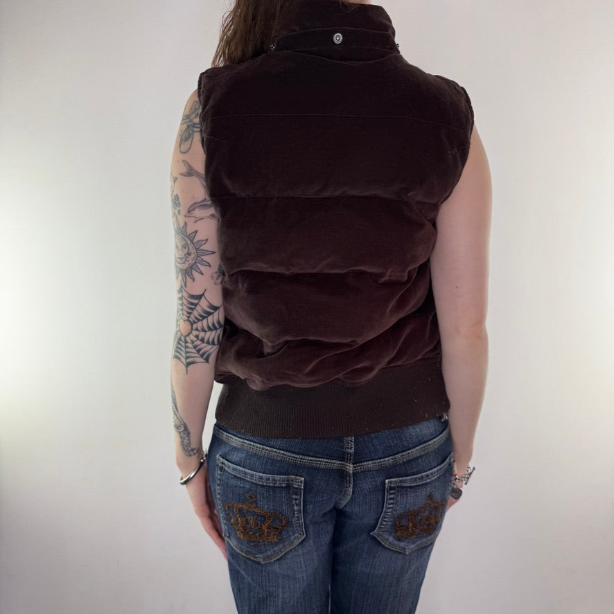 Y2K vintage velvet faux fur trim zip up gilet