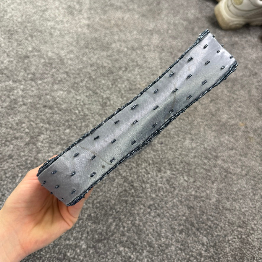 Y2K vintage satin beaded floral evening shoulder bag