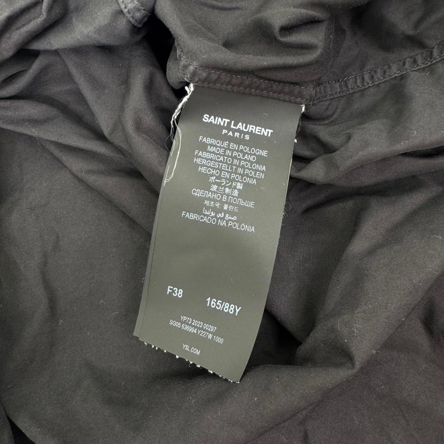 Saint Laurent uniform shirt long sleeve button up black tailored 100% cotton