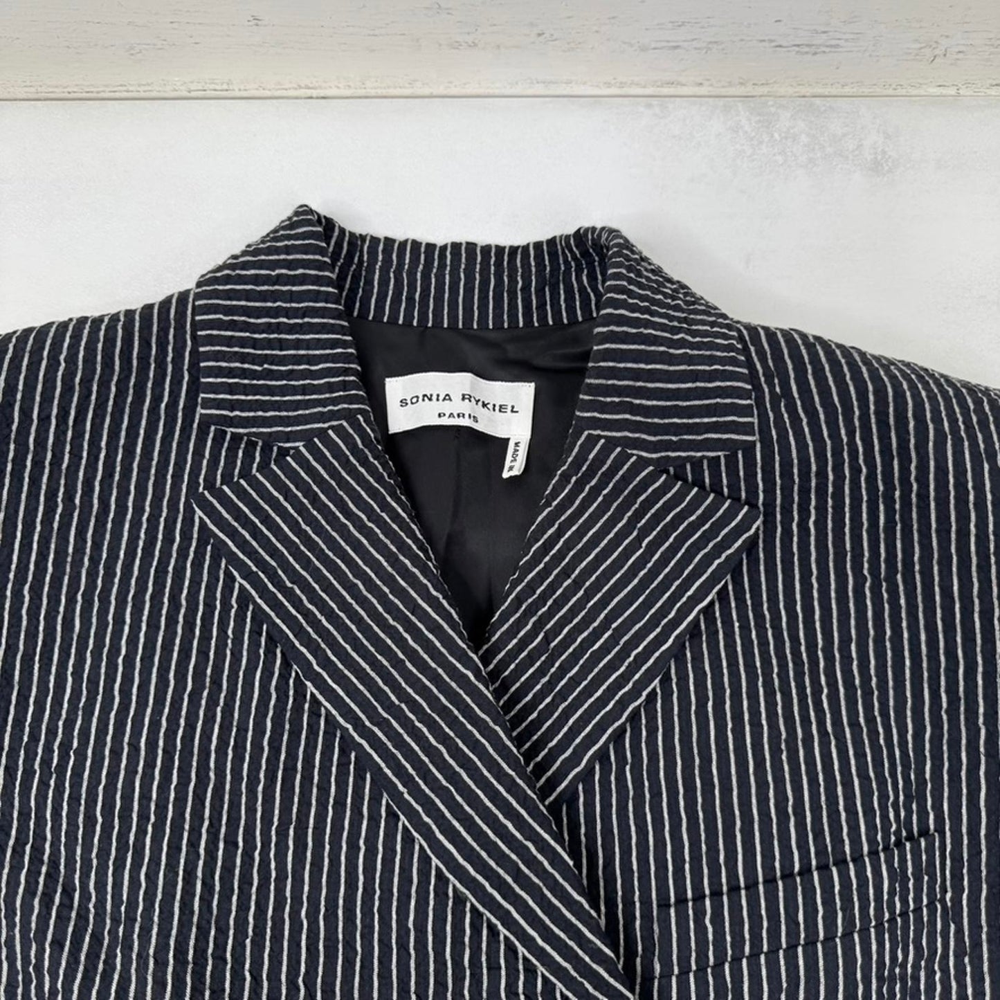 Vintage 90s Sonia Rykiel blazer pinstripe padded shoulders double breasted