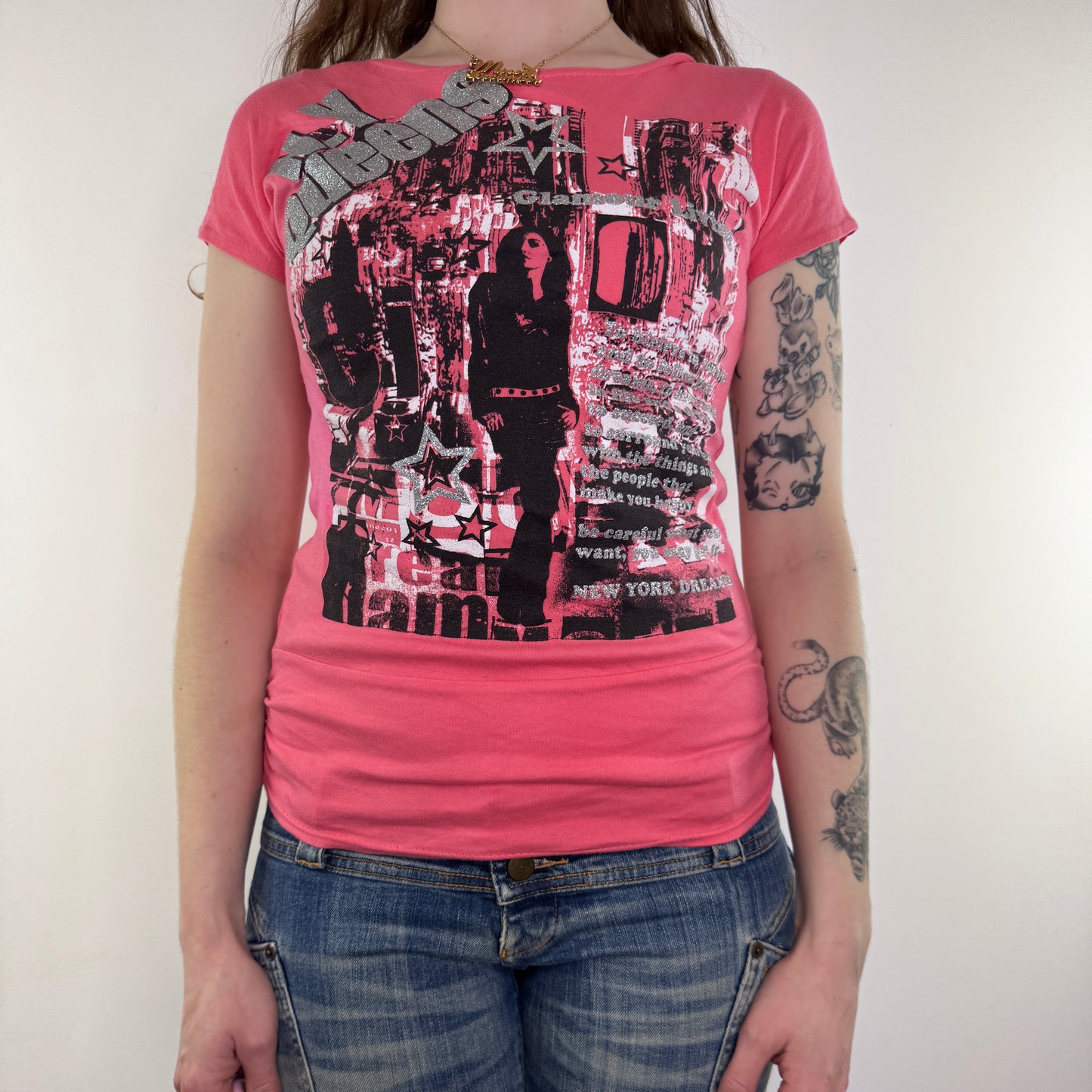 Y2K vintage graphic print fitted top