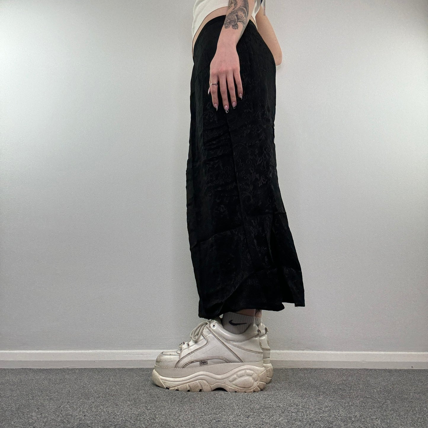 Y2K gothic floral maxi skirt