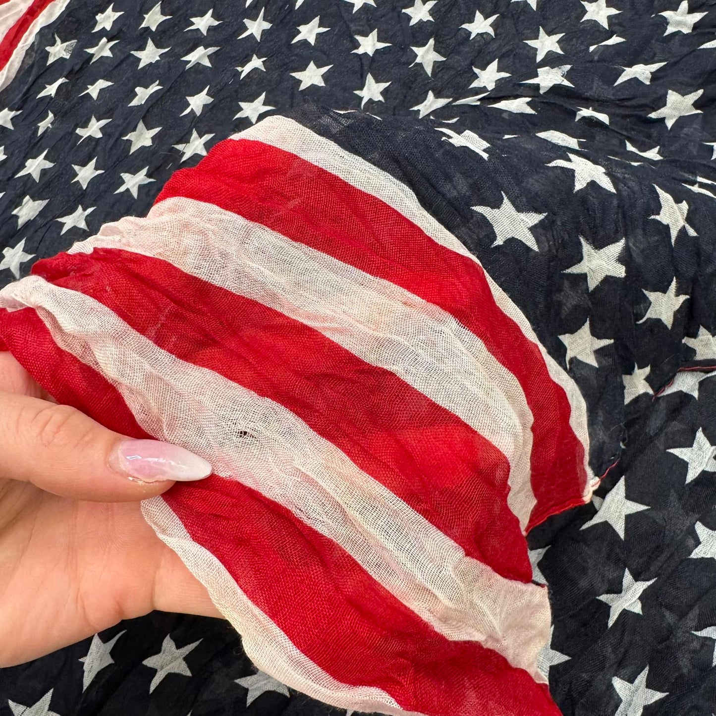 Y2K vintage USA large scarf shawl stars stripes red blue white America unisex