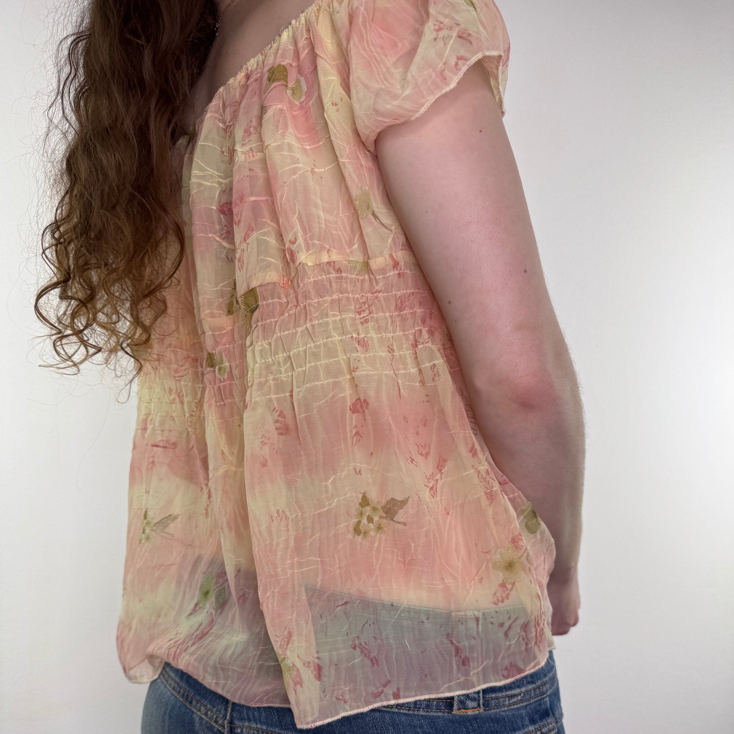 Vintage sheer floral babydoll top