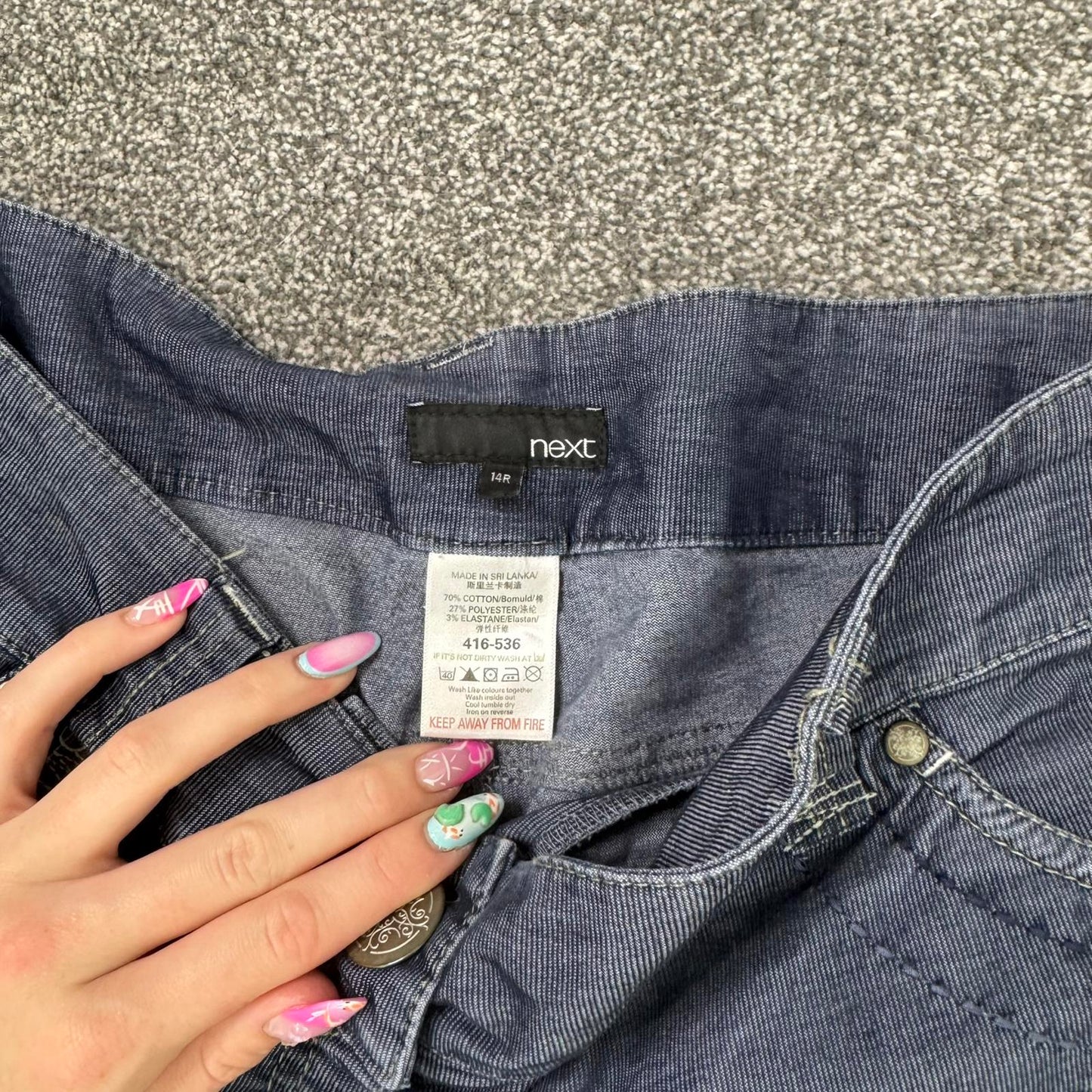 Y2K vintage mid rise baggy wide leg flared denim jeans lightweight embroidered