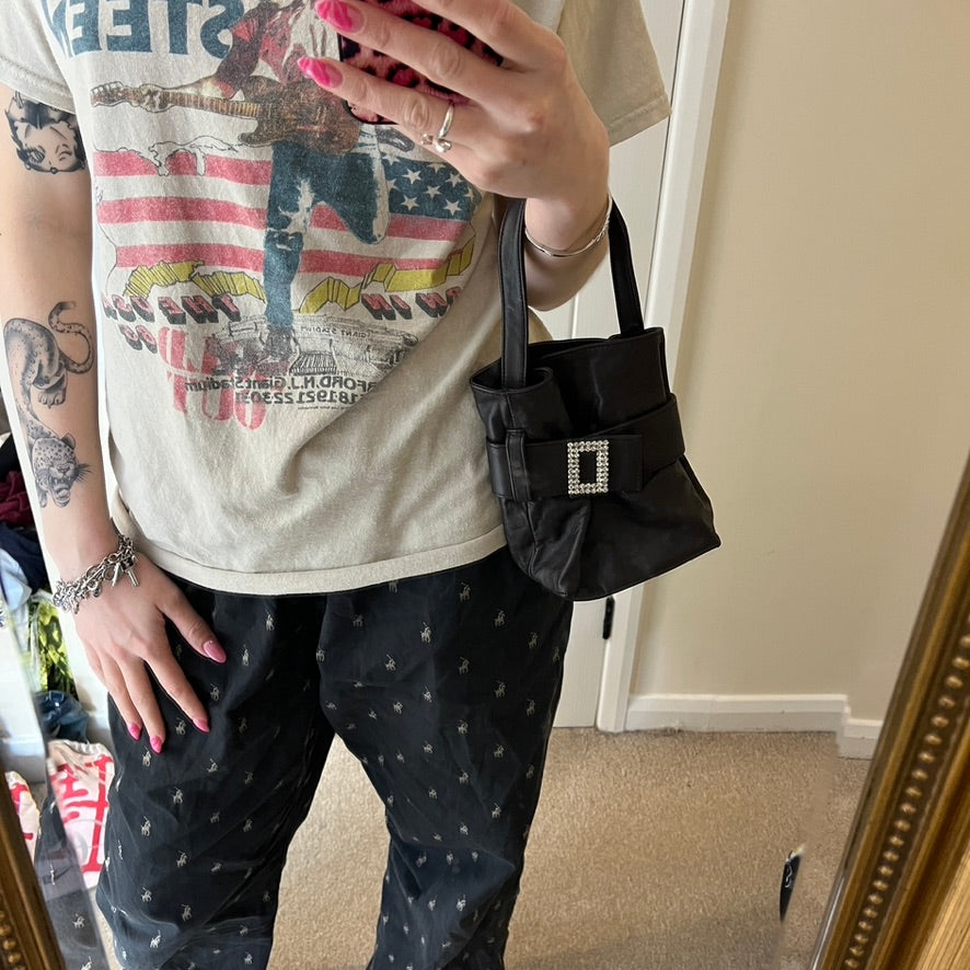 Y2K micro handbag rhinestone faux leather