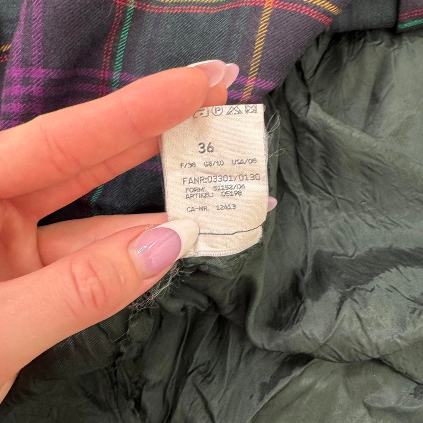 Y2K vintage tartan 100% pure wool maxi skirt a line pleated check green purple