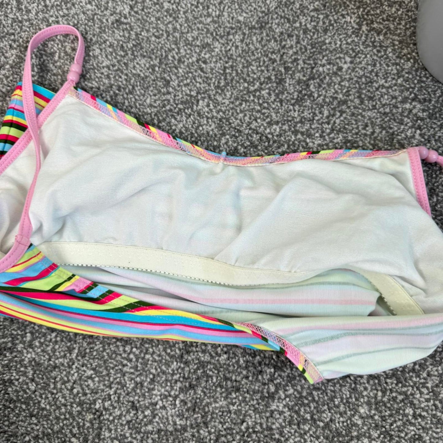 Y2K vintage tankini top tank swimwear multi stripe with bust support beaded