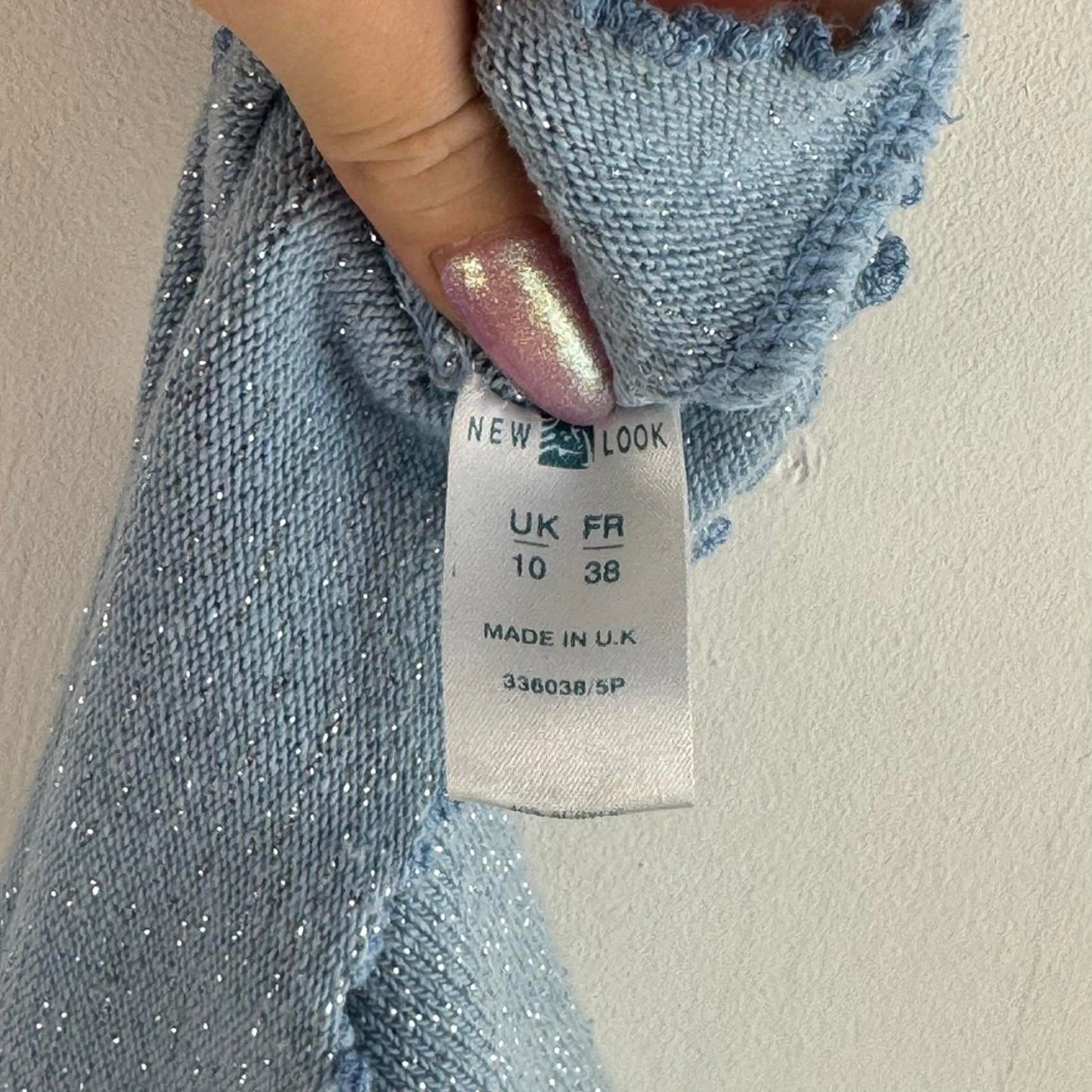 Y2K vintage sparkly knit cropped jumper long flare sleeve fairy lettuce hem