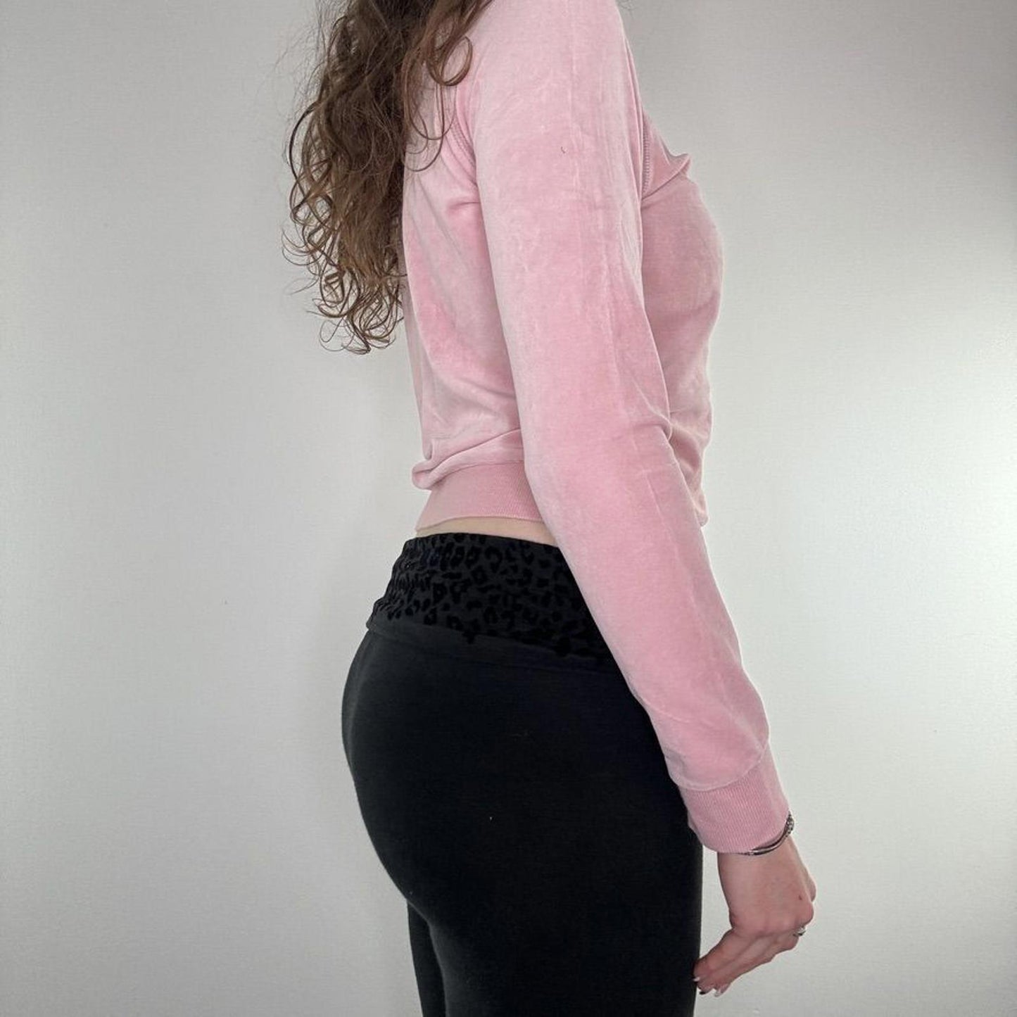 Y2K vintage velour lace up long sleeve top