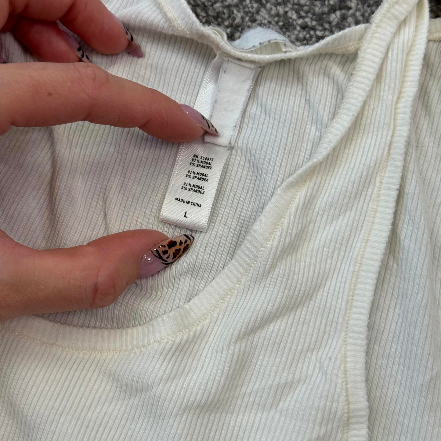 Skims white ribbed tank top fitted round neck stretchy