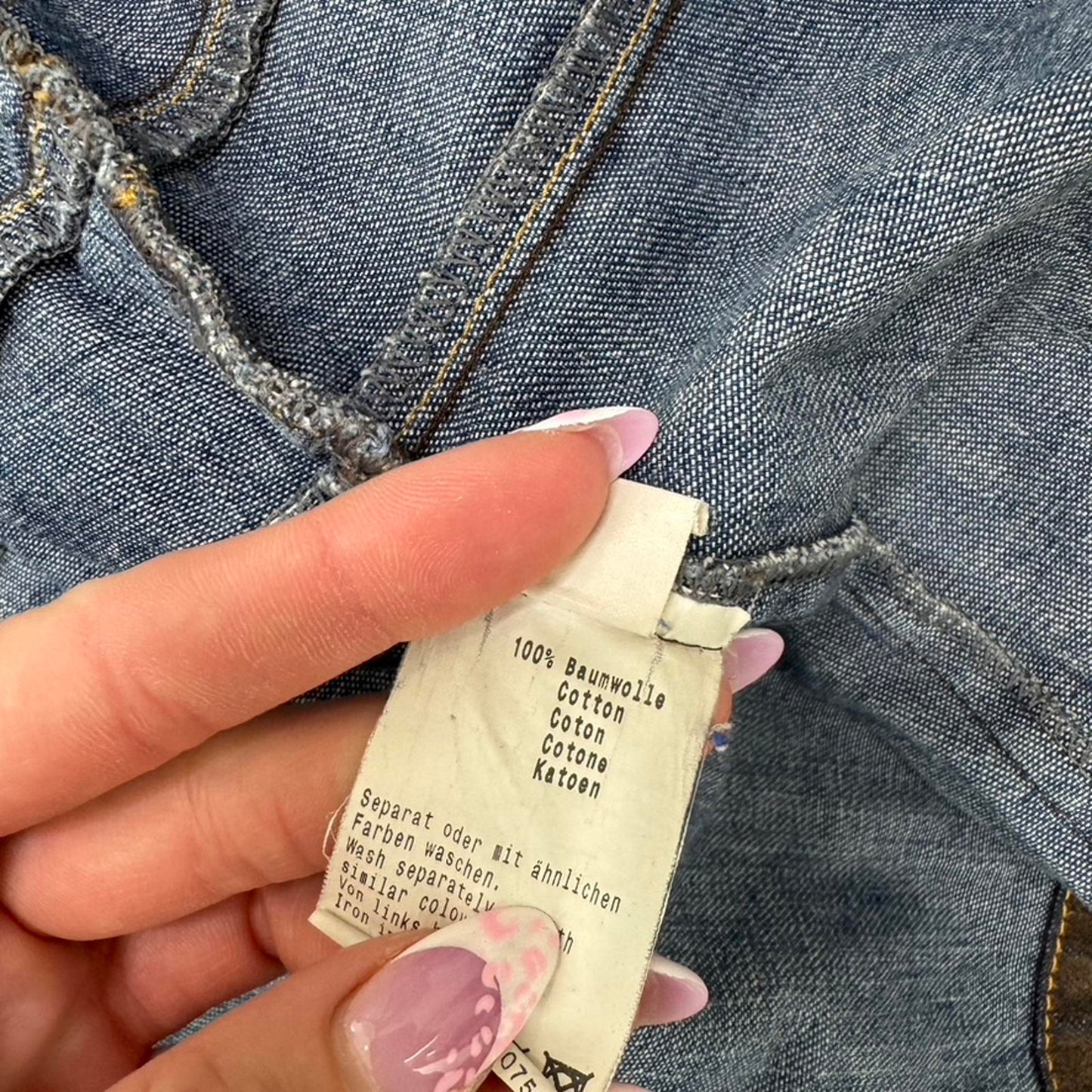 Y2K vintage faux suede button up jacket faded denim distressed waist A shape