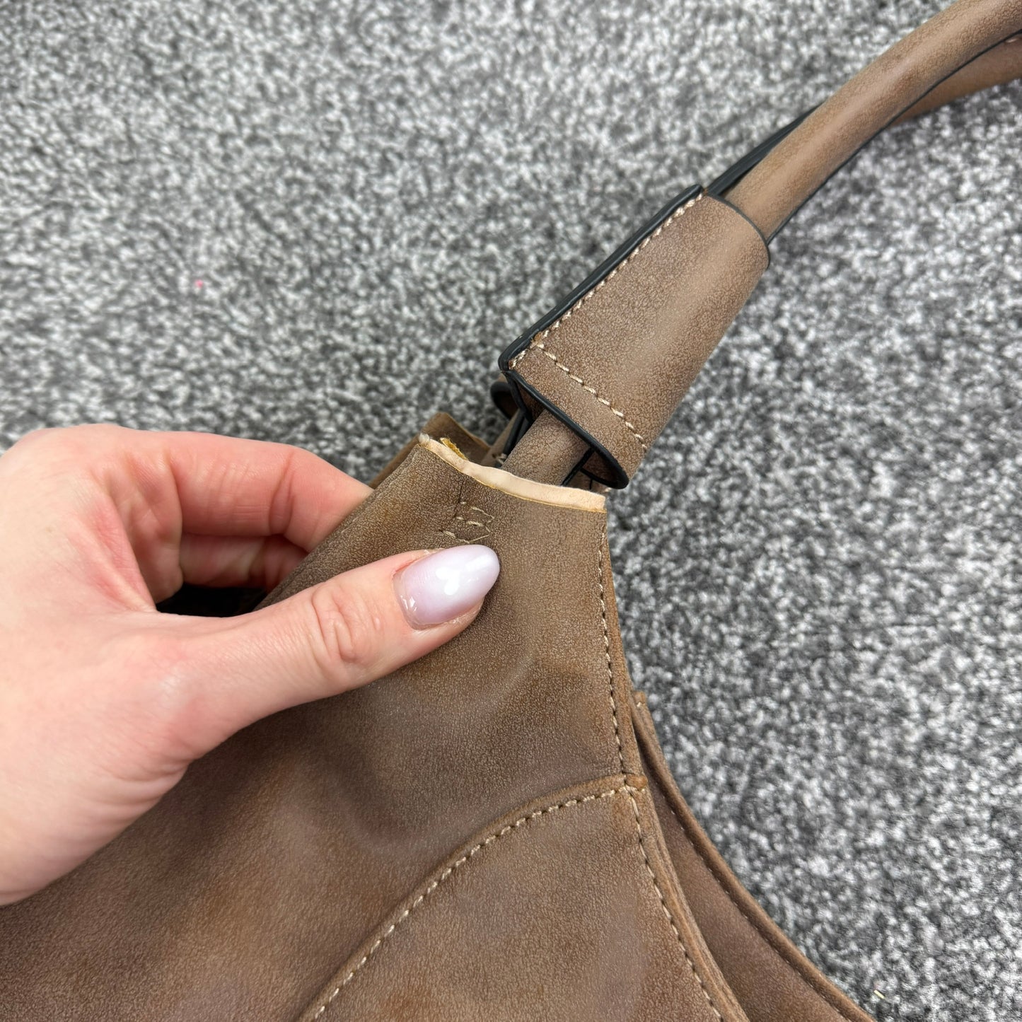 Faux leather large oversized shoulder bag