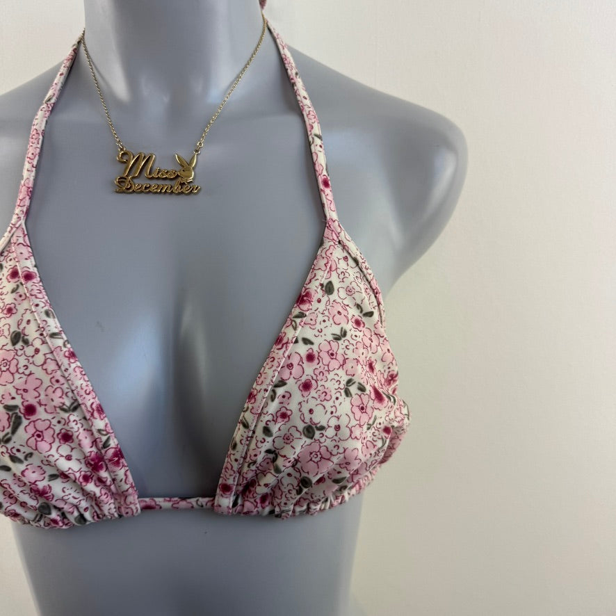 Y2K vintage floral bikini halter neck top