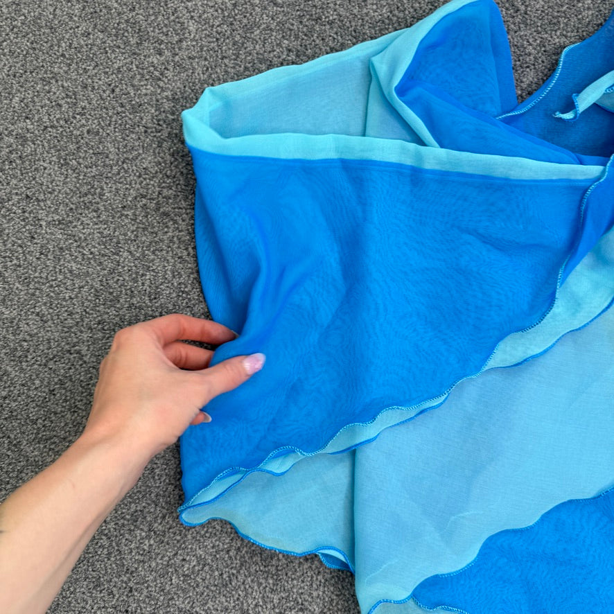 Y2K vintage sheer two tone sarong beach swim cover up