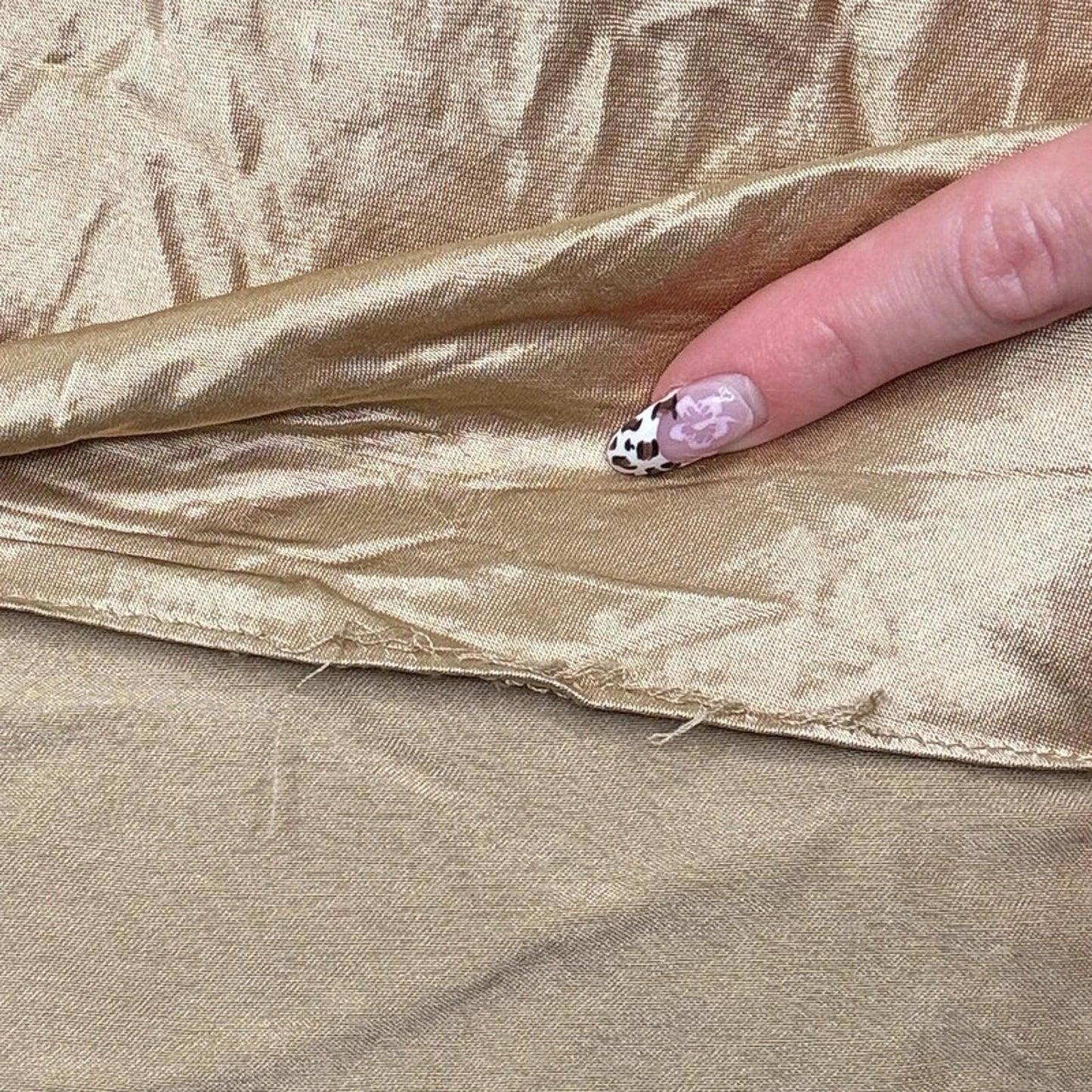 Y2K vintage satin style sequin party midi dress knee length gold strappy v neck