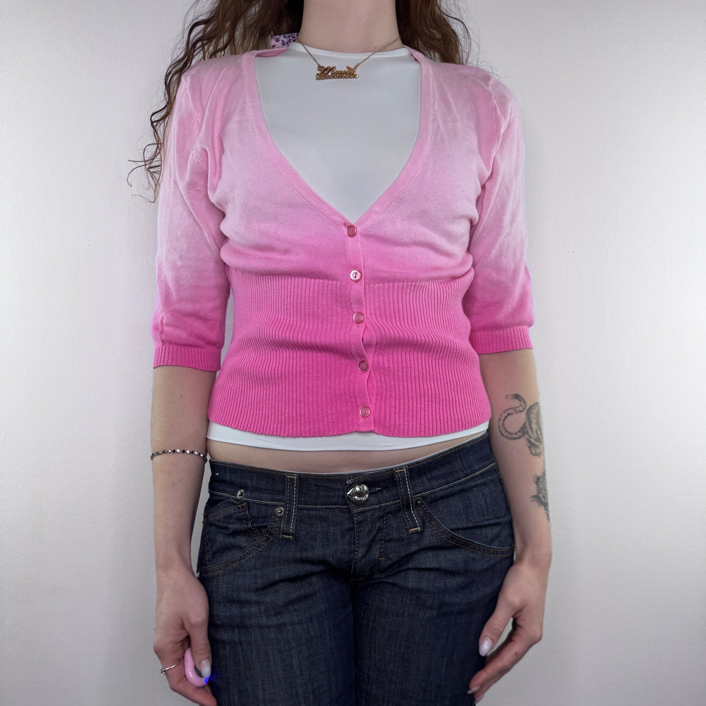 Y2K vintage Bay knit ombre short sleeve cardigan