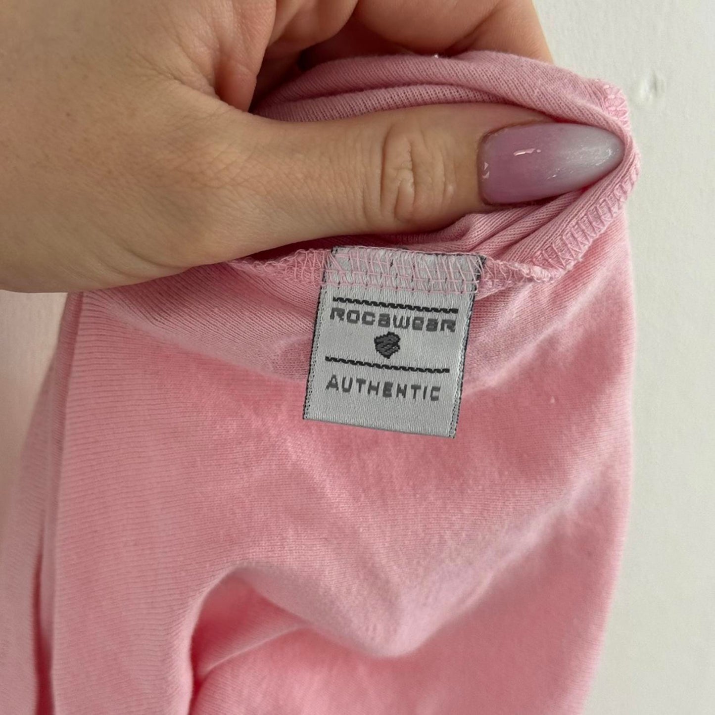 Y2K vintage Rocawear short sleeve top rhinestone baby pink mcbling