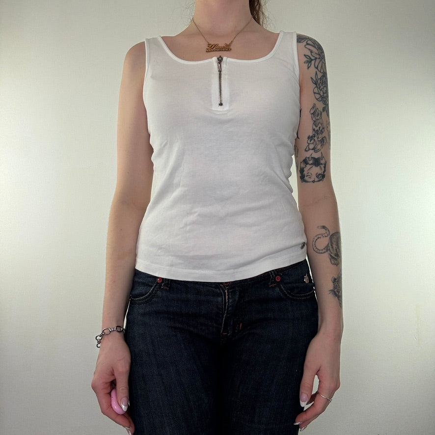 Y2K vintage front zip up tank top