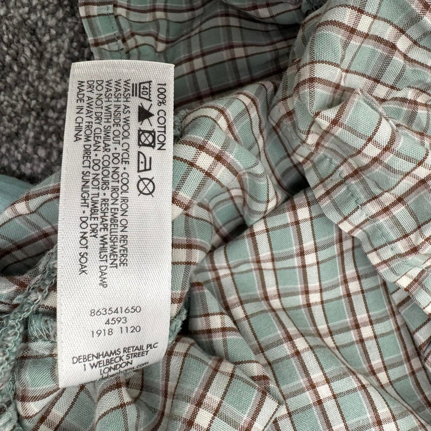 Y2K vintage tank top tartan plaid tie bow frilly button coquette light blue
