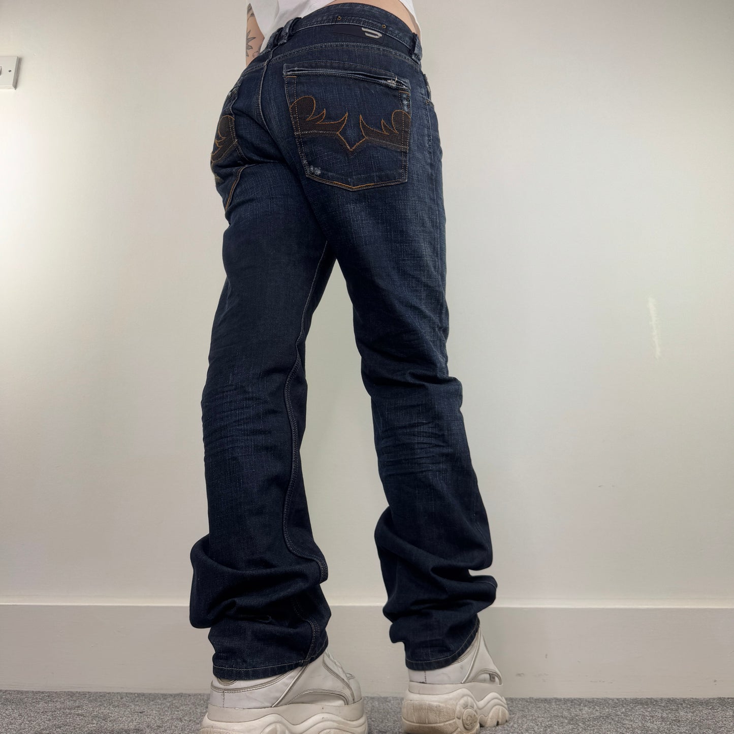 Y2K vintage Diesel embroidered pocket bootcut denim jeans
