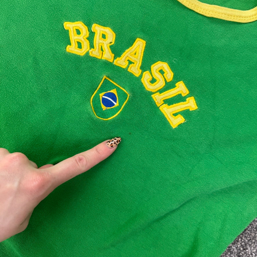 Y2K vintage Brasil baby tea embroidered slightly cropped