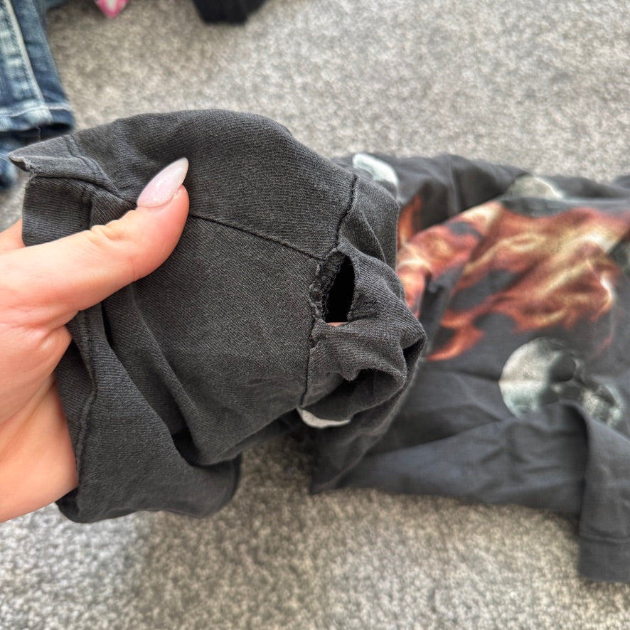 Y2K vintage skull graphic top flame t shirt gothic emo