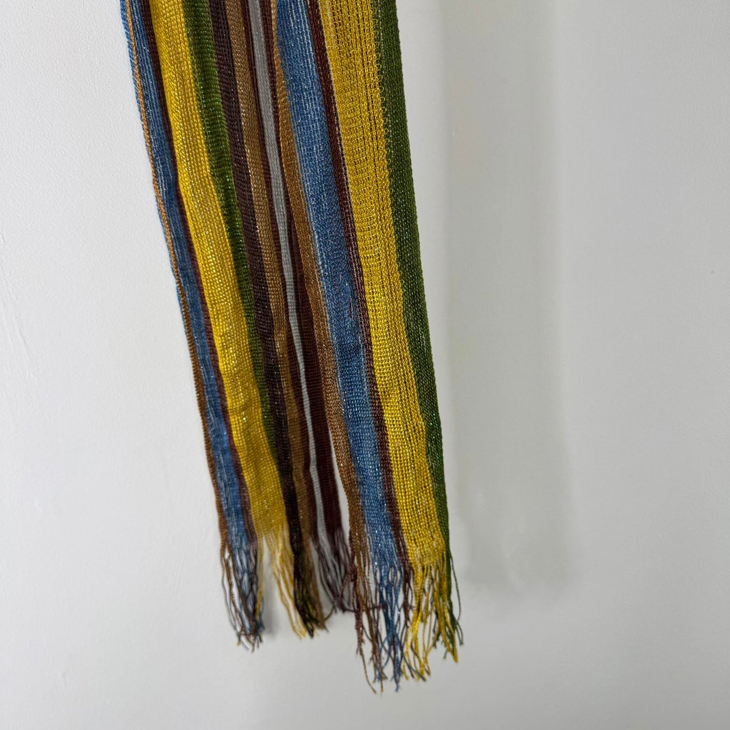Y2K vintage sparkly scarf lightweight stripe fringe sheer glitter