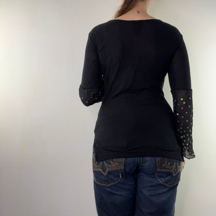 Y2K vintage Custo Barcelona knit long sleeve top flare sleeves