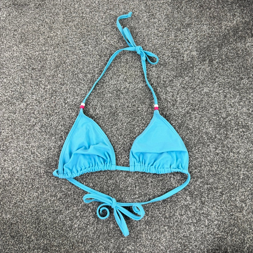 Y2K vintage blue halter neck bikini top