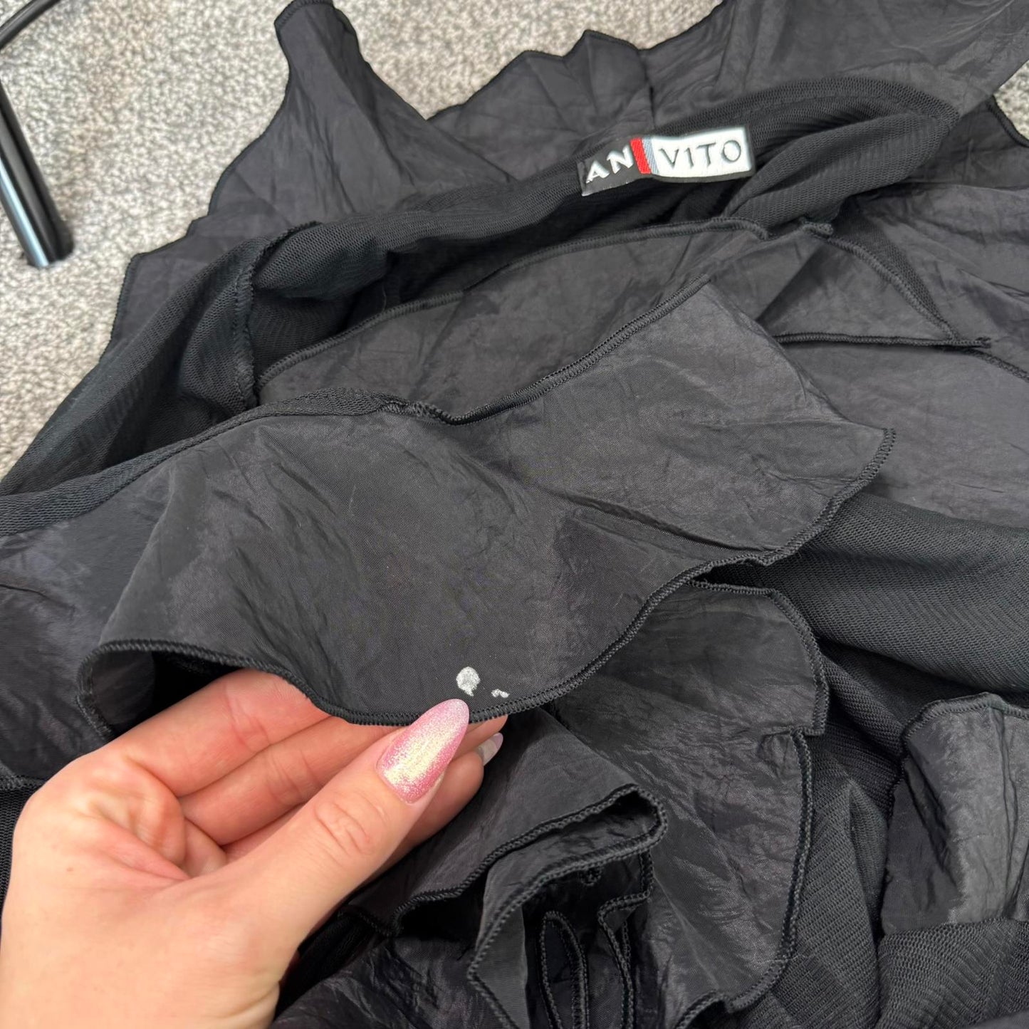 Y2K vintage sheer ruffle cardigan button up flare bell sleeve black v neck