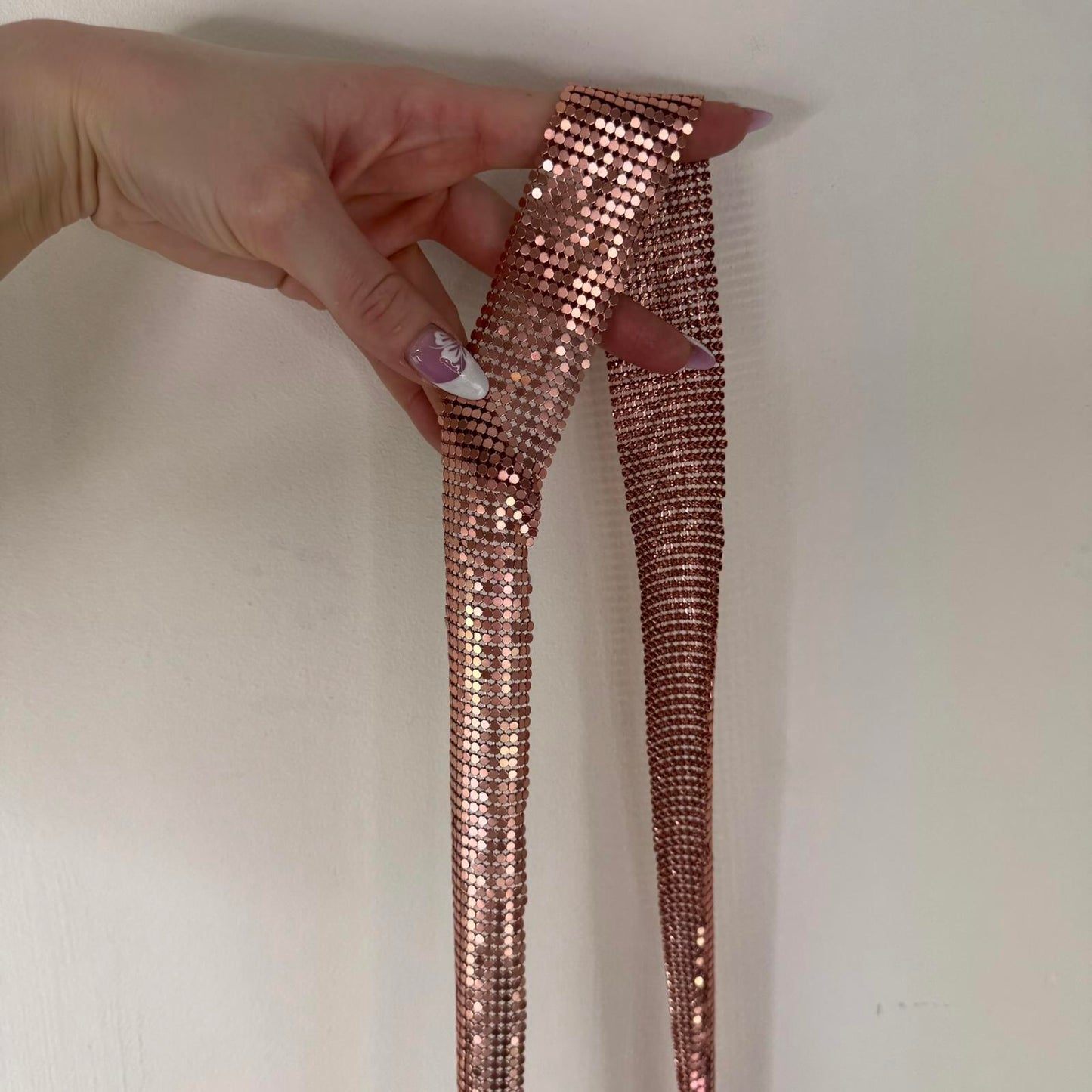 Y2K vintage chainmail scarf skinny thin copper rose gold colour