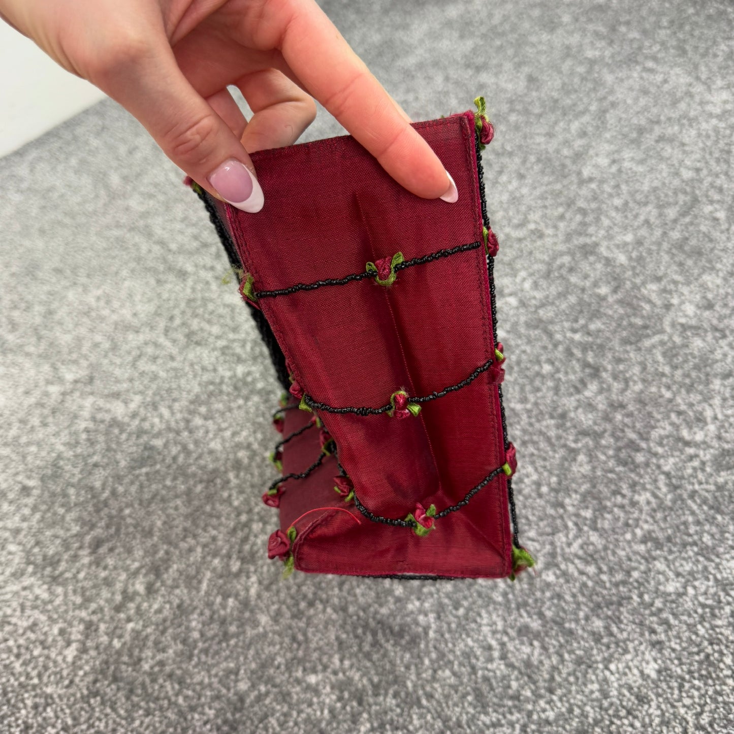 Vintage 90s square rose beaded mini handbag