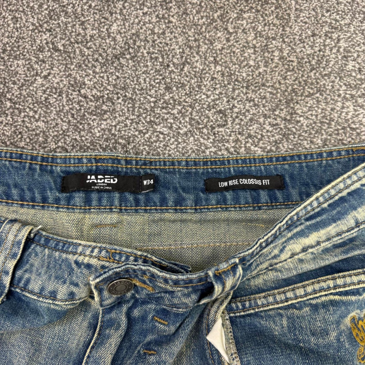 Jaded London men's kingdom colossus jeans low rise faded union jack baggy